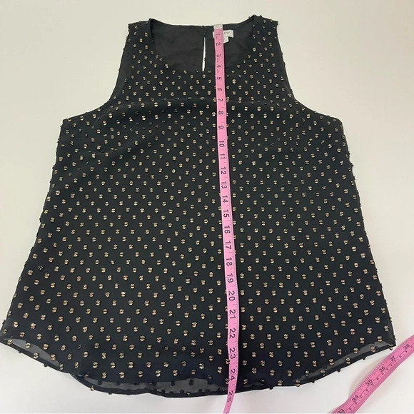 J Crew Shirt Womens Size XS Black Gold Blouse Sleeveless Metallic Lined - Picture 6 of 6